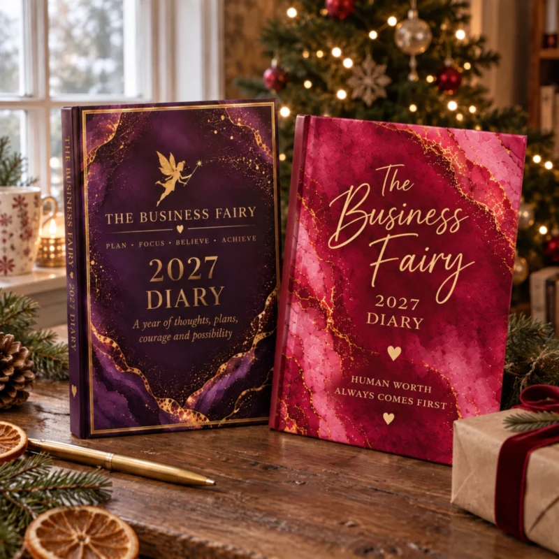 The Business Fairy 2027 Diary in deep purple and raspberry and gold