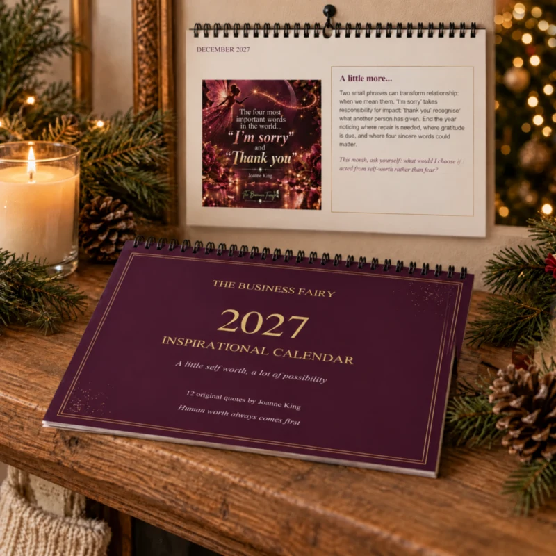 The Business Fairy 2027 Inspirational Calendar with black wire binding